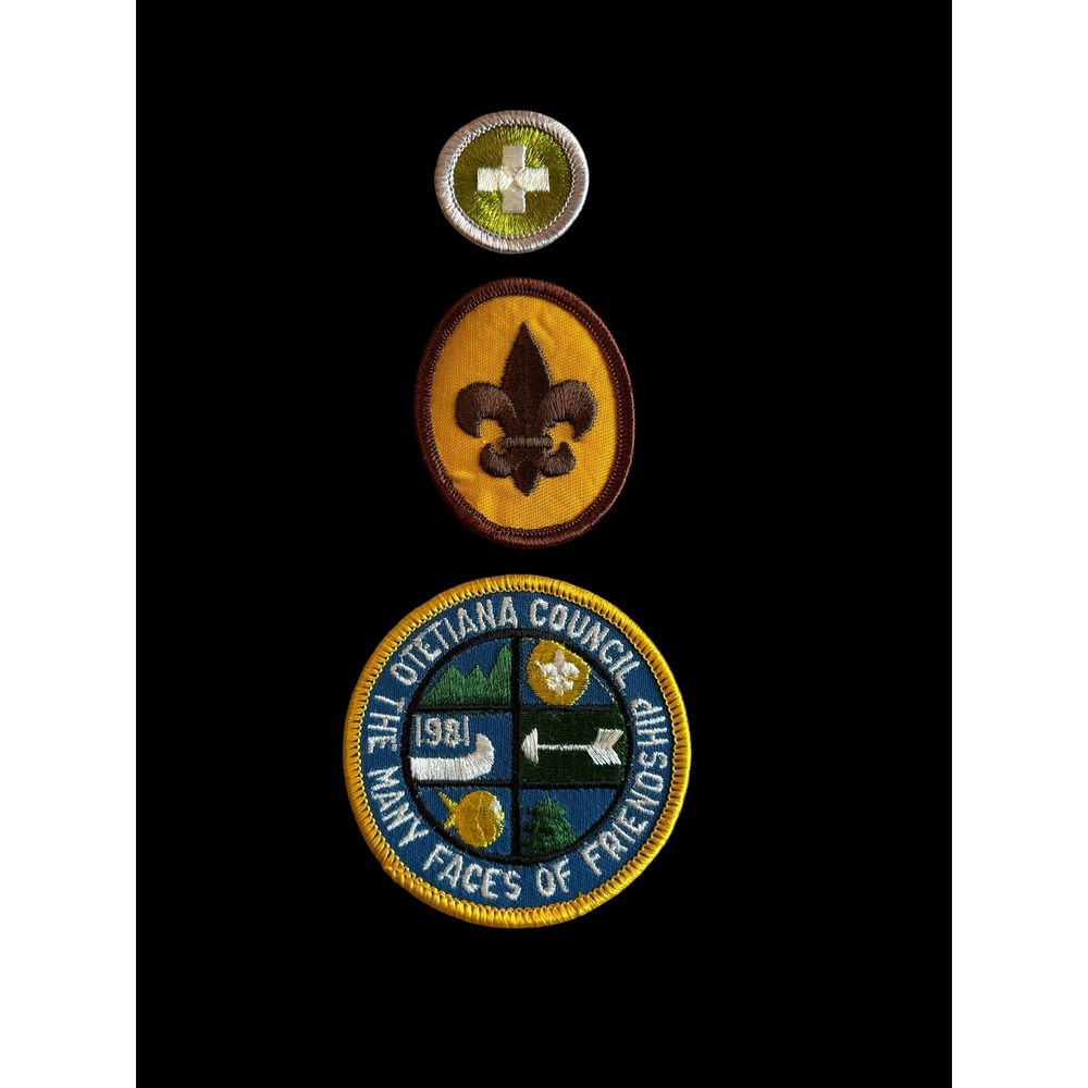 Vintage Boy Scouts BSA Patch Lot 1981 Otetiana Council Fleur-de-lis First Aid